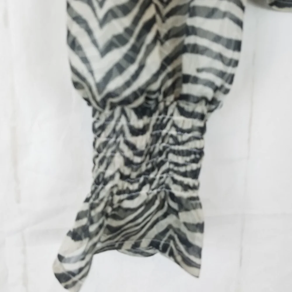 Blue blush sheer zebra print top - Picture 6 of 8